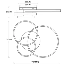 Світильник GALKA LED CL 102W RC 5200Lm,3000-6500К,585х705х175mm,метал/пластик,чорний,LIGHT SET