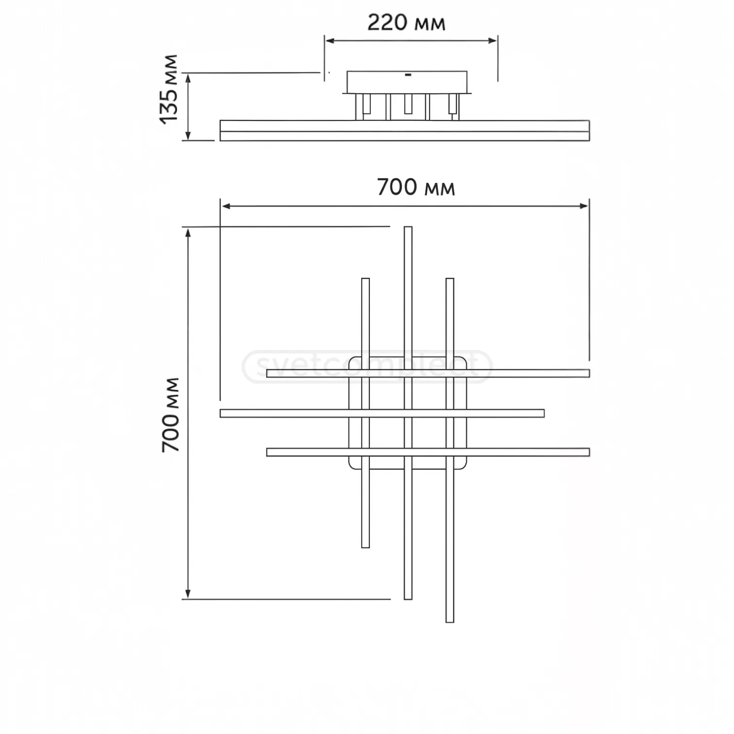 Світильник стельовий GRIM LED S 6 108W RС,8650Lm,3000-6500K,700x700x135mm,мет.акр.чорн.LIGHT SET