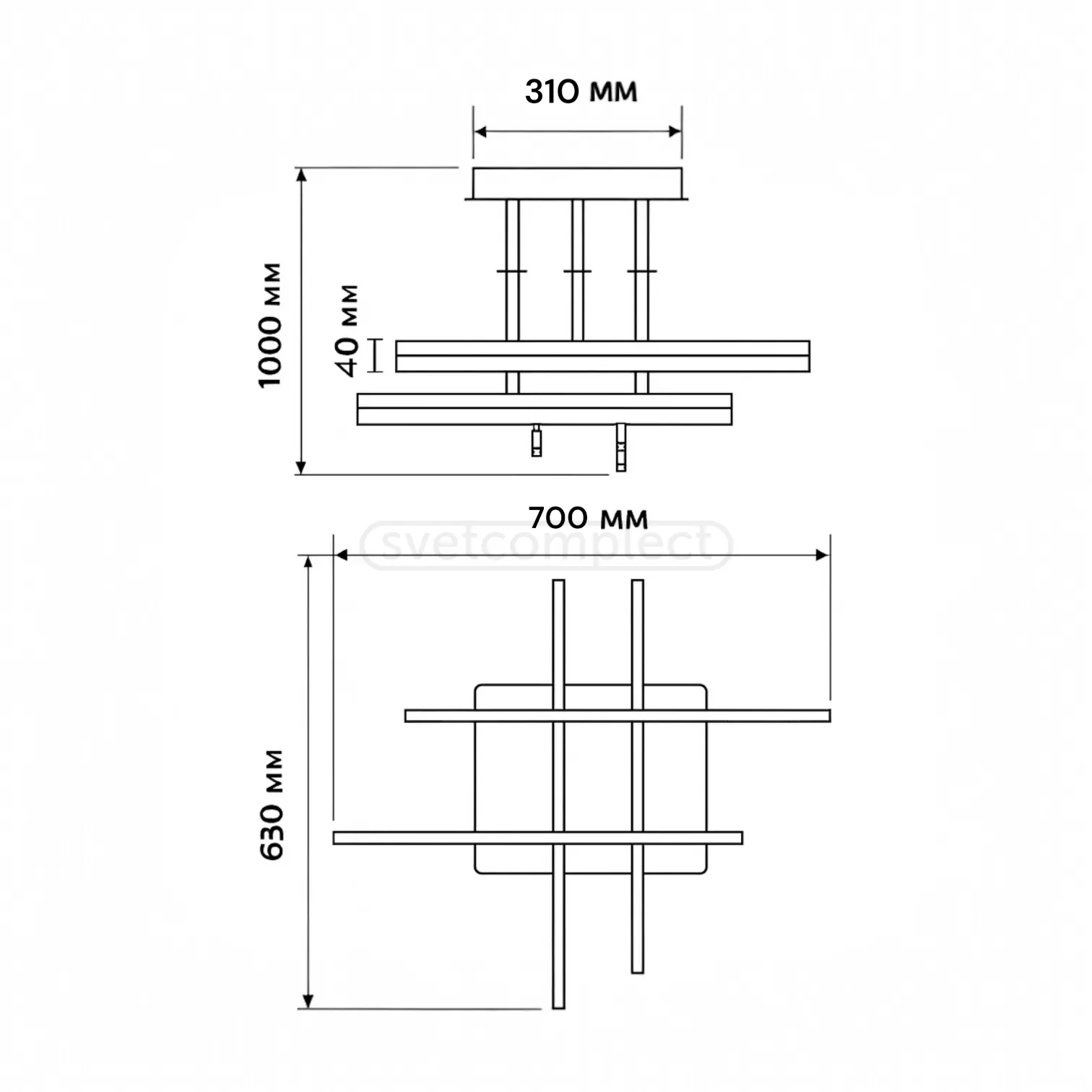 Світильник підвісний GRIM PL-S 4 71W RC,4500Lm,3000-6500K,630x700x1000mm,мет.акр.чор.LIGHT SET