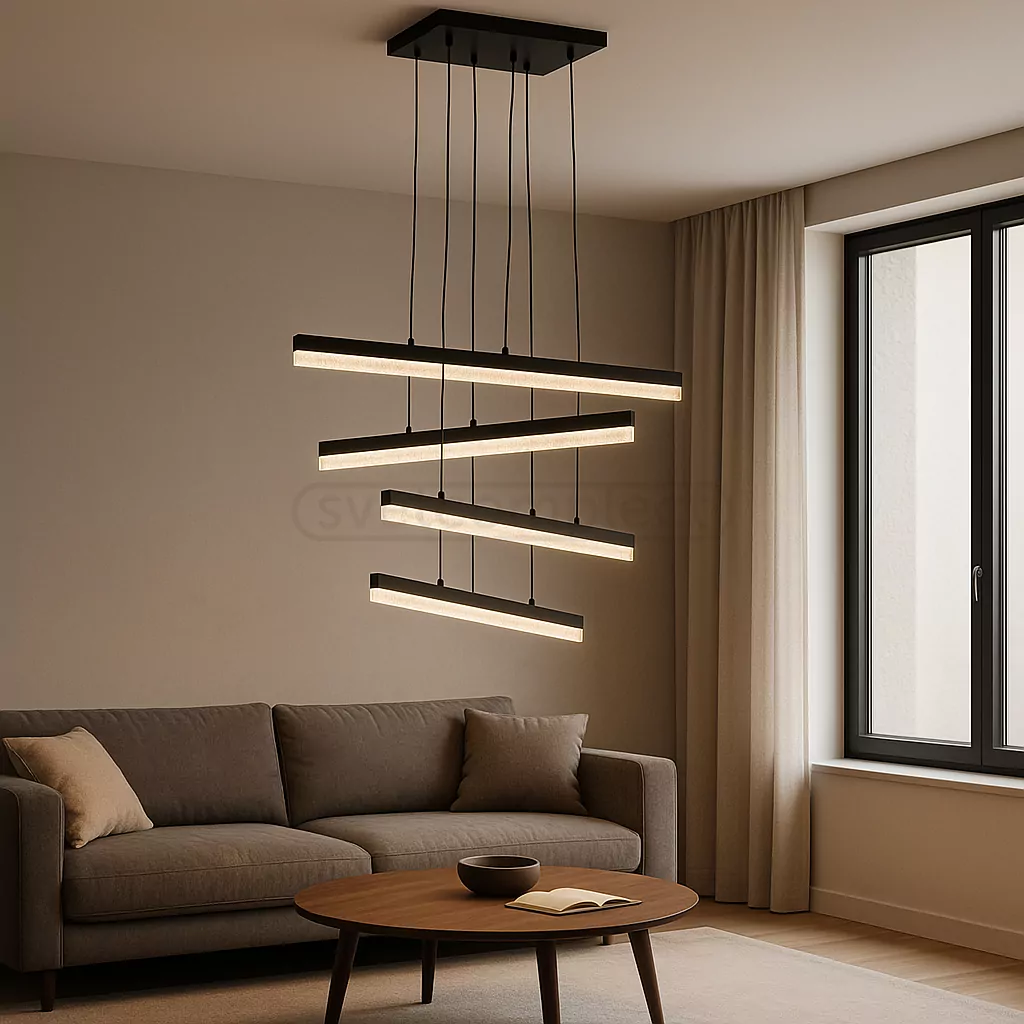 Світильник підвісний GRIM PL-S 4 71W RC,4500Lm,3000-6500K,630x700x1000mm,мет.акр.чор.LIGHT SET