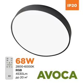 Світильник світлодіодний AVOCA LC R4055 68W RC чорний