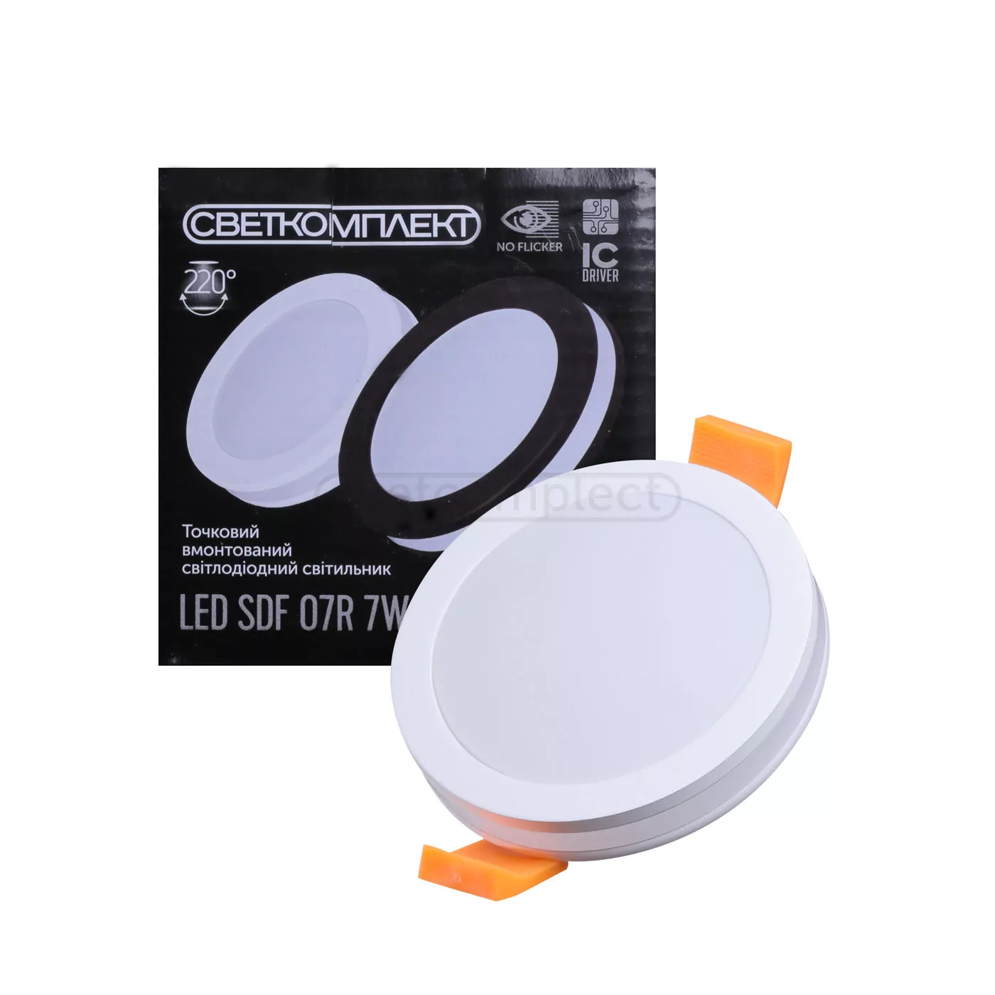 СВІТИЛЬНИК СВІТЛОДІОДНИЙ ТОЧКОВИЙ СВЕТКОМПЛЕКТ LED SDF 07R 7W 4500K WH