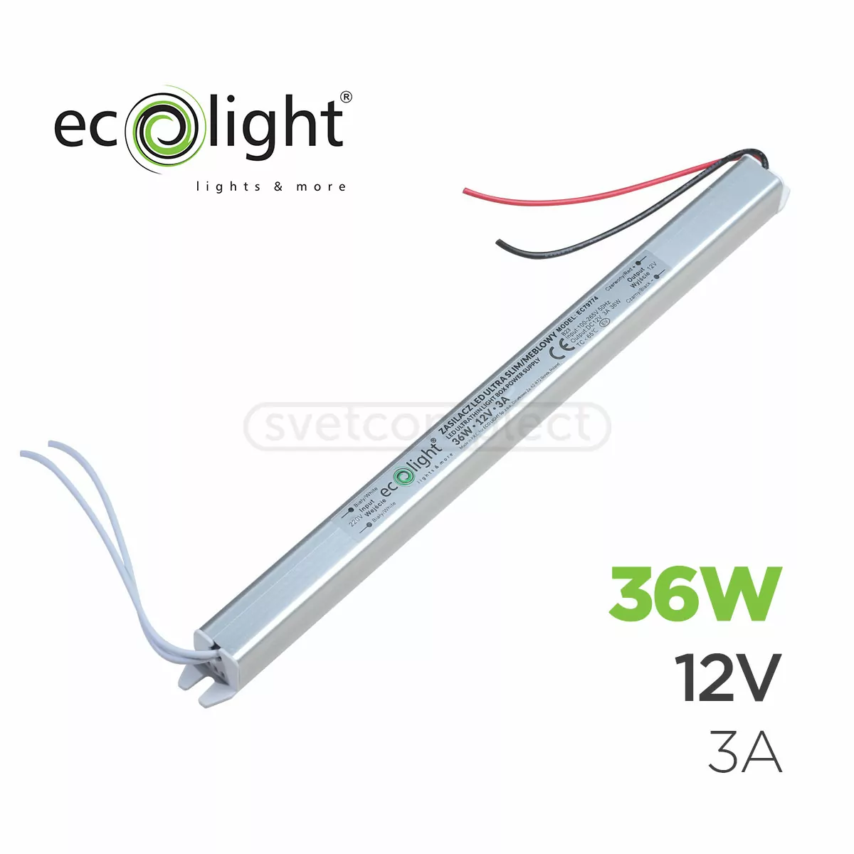 Перетворювач напруги Ultra Slim ECOLIGHT 12V 36W 3A IP20