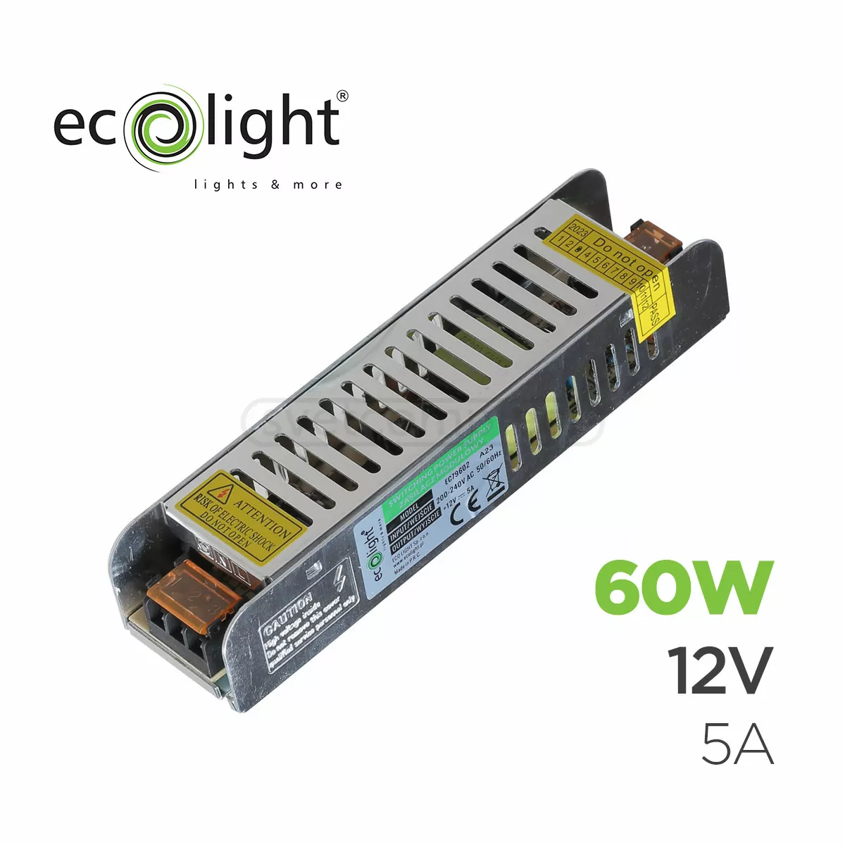 Перетворювач напруги ECOLIGHT SLIM 60-12 12V 60W 5A IP20