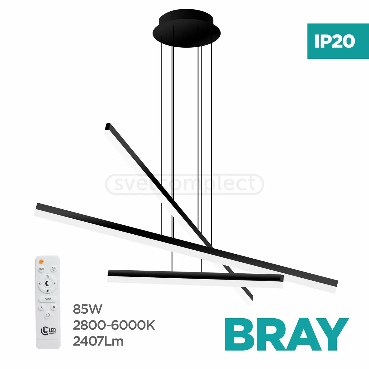 Підвіс Bray LED 3 85Вт RC чорний LED CONCEPT 