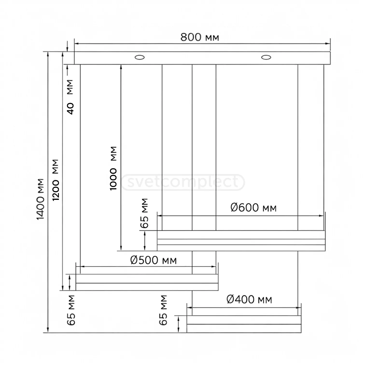 Світильник підвісний LEBIDKA 3PL-L RC 170W RC 12422Lm,3000-6500К,500х1400mm,ал.мет.плас.золLIGHT SET