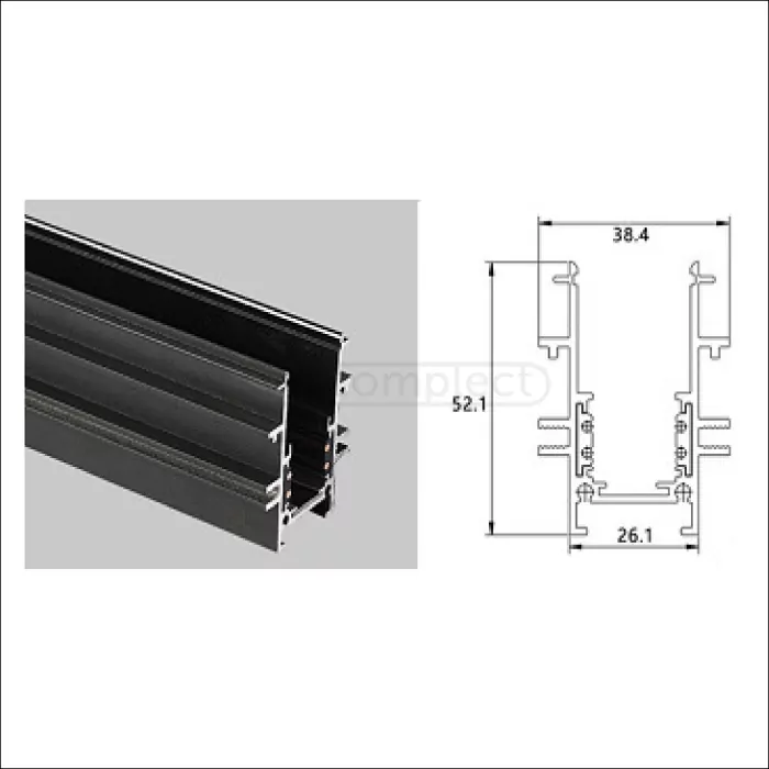 Шинопровод для трековых систем скрытого монтажа CMR-1M G26 BK