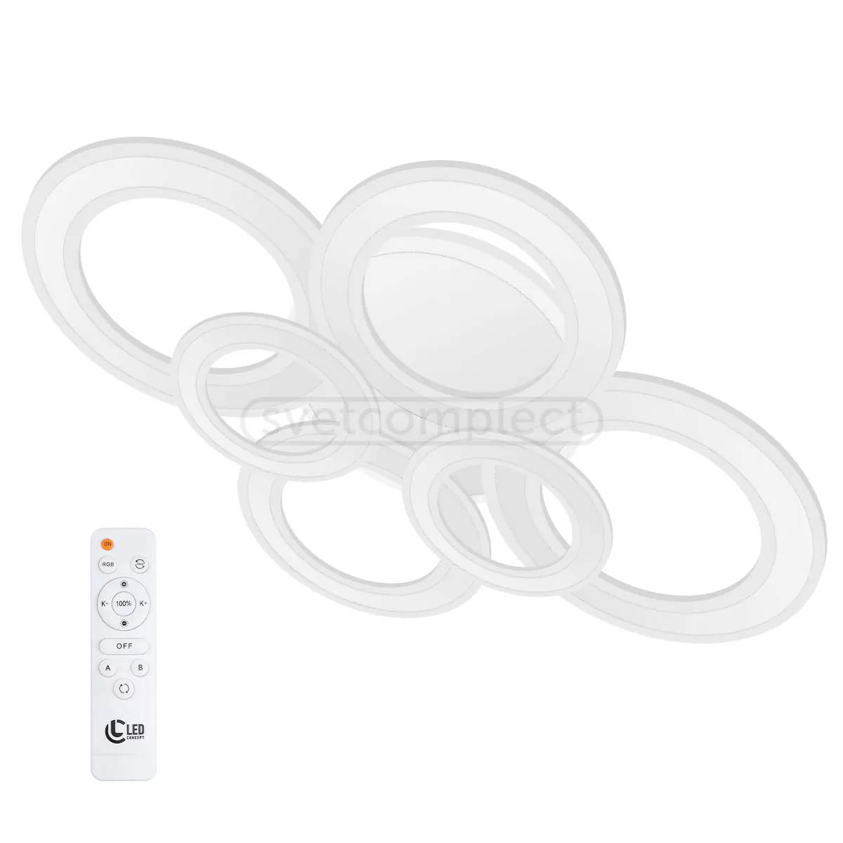 Люстра стельова Dalkey R65 RGB 210W пульт ДУ білий