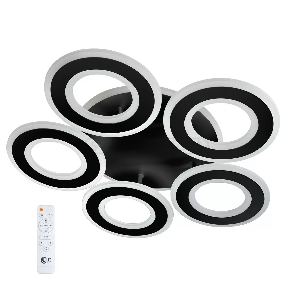 Люстра стельова Dalkey R5 RGB 120Вт пульт ДУ чорний