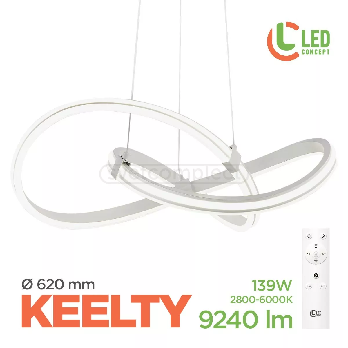 Світильник світлодіодний LED KEELTY PL 139W WH RC LED CONCEPT Світильник світлодіодний LED KEELTY PL 139W WH RC LED CONCEPT