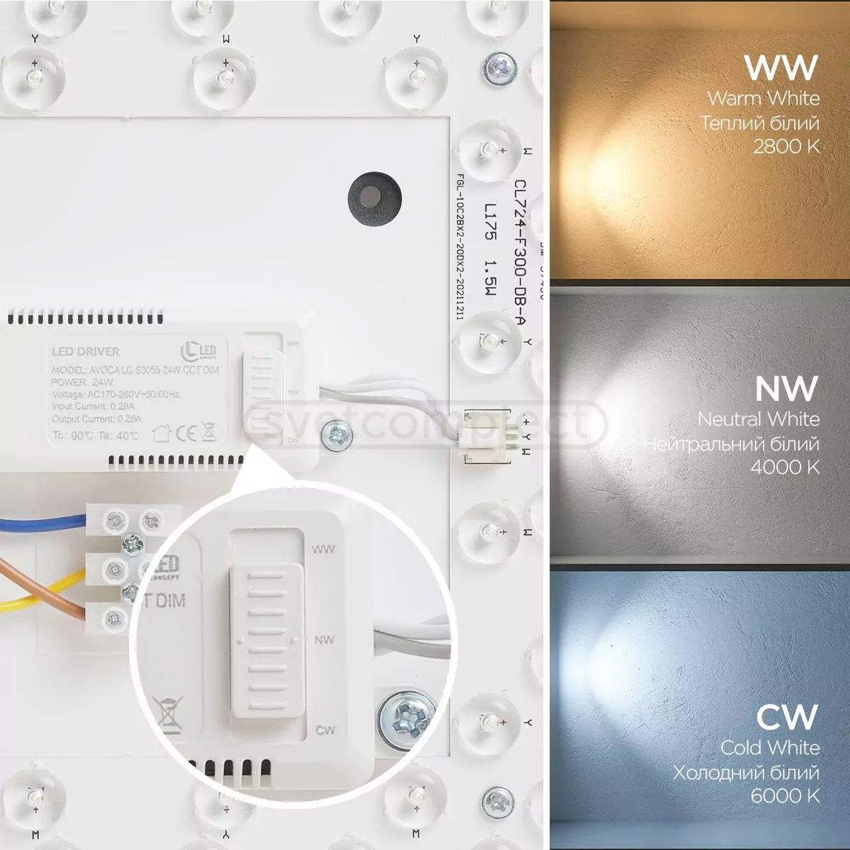 Світильник світлодіодний AVOCA LC S3055 24W CCT BK LED CONCEPT Світильник світлодіодний AVOCA LC S3055 24W CCT BK LED CONCEPT
