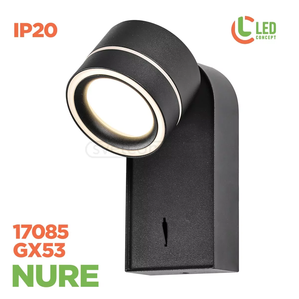 Бра NURE LC-WL17085 1xGX53 BK LED CONCEPT Бра NURE LC-WL17085 1xGX53 BK LED CONCEPT