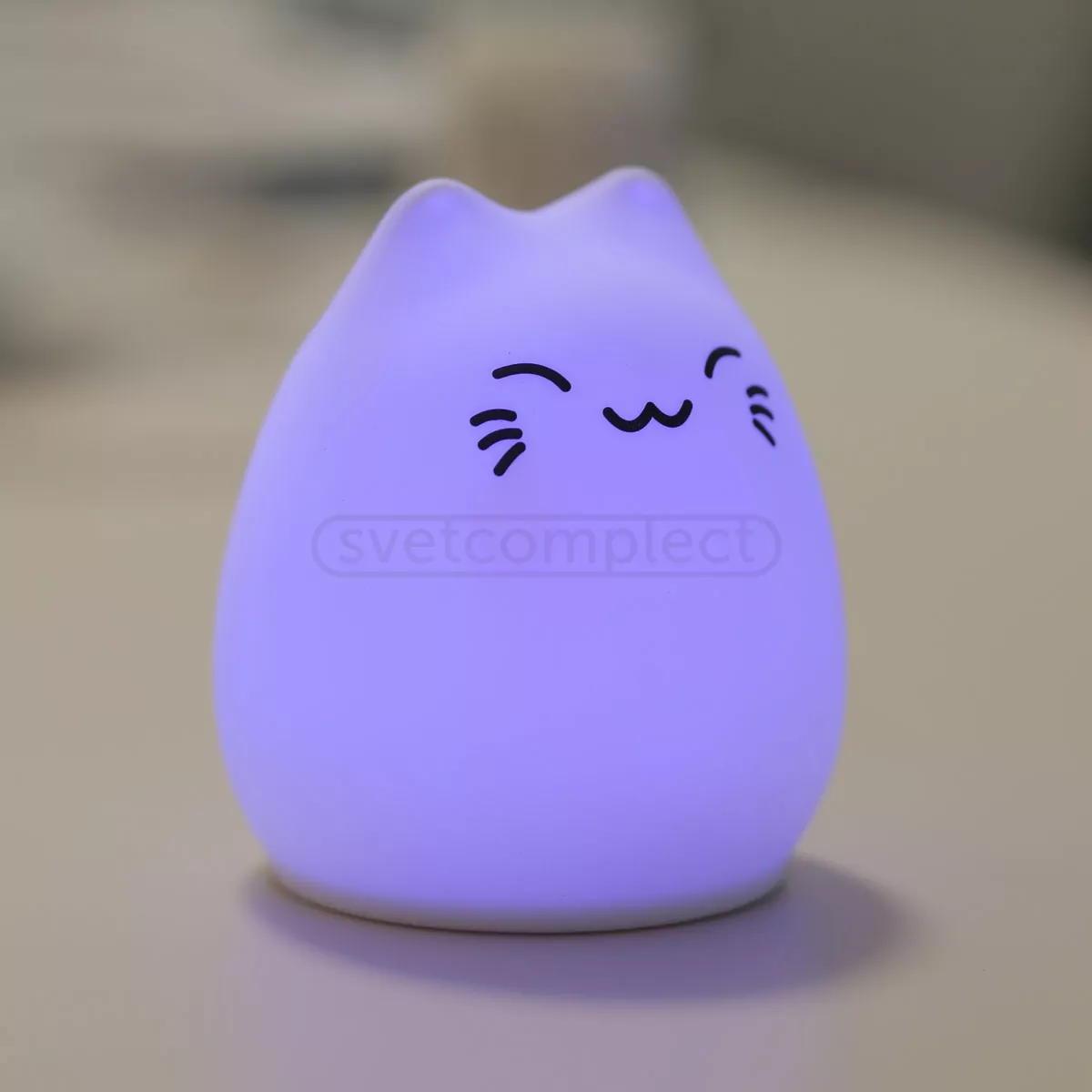 Нічник силіконовий Котик RGB PUPIL LED 0,4W 3xAAA, білий 