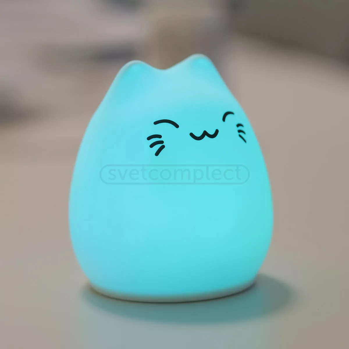 Нічник силіконовий Котик RGB PUPIL LED 0,4W 3xAAA, білий 