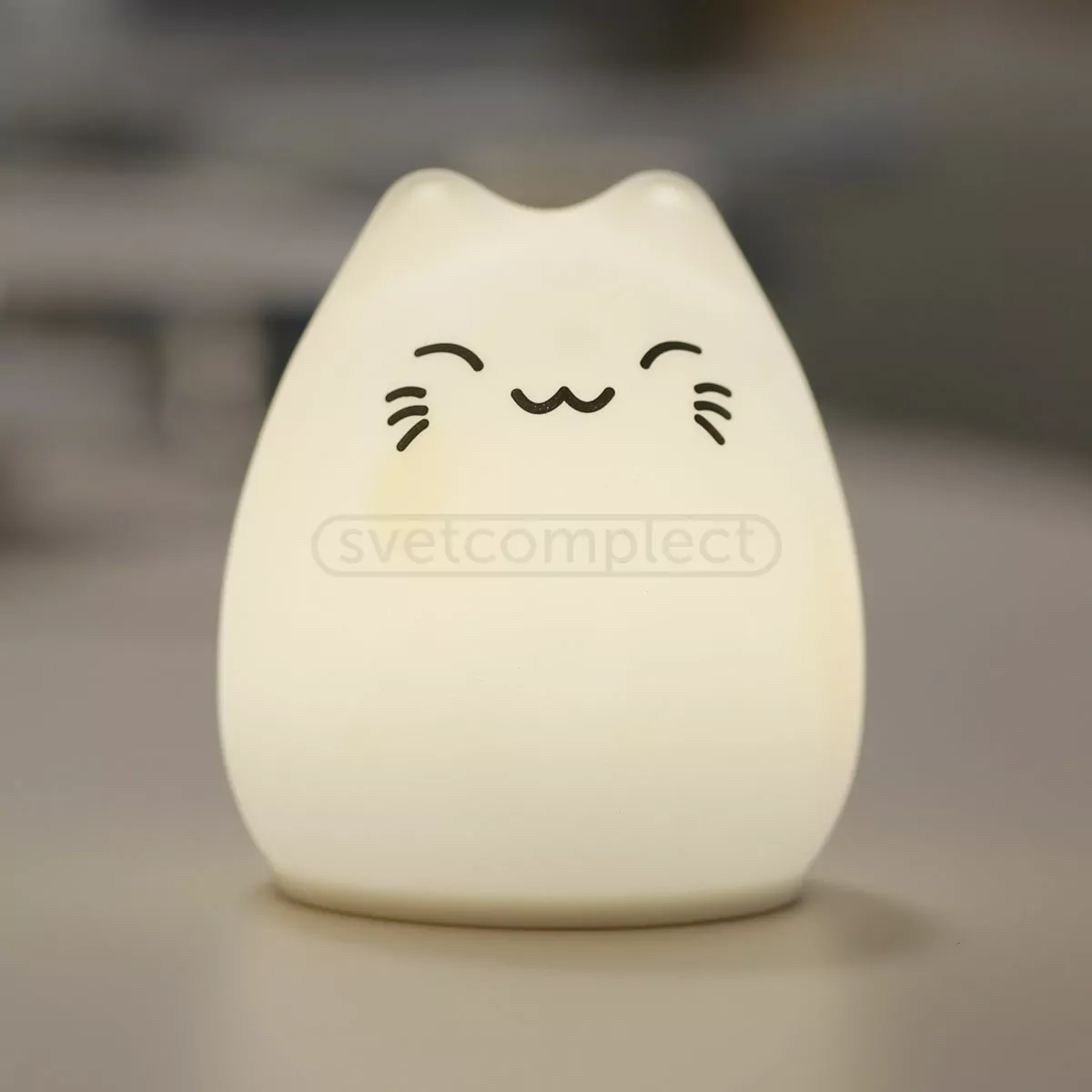 Нічник силіконовий Котик RGB PUPIL LED 0,4W 3xAAA, білий 