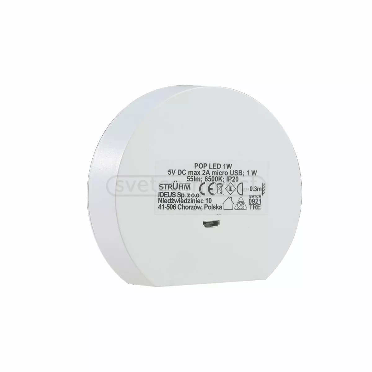 Ліхтар мебл. з датч.руху, акум., POP LED 1W STRÜHM, білий