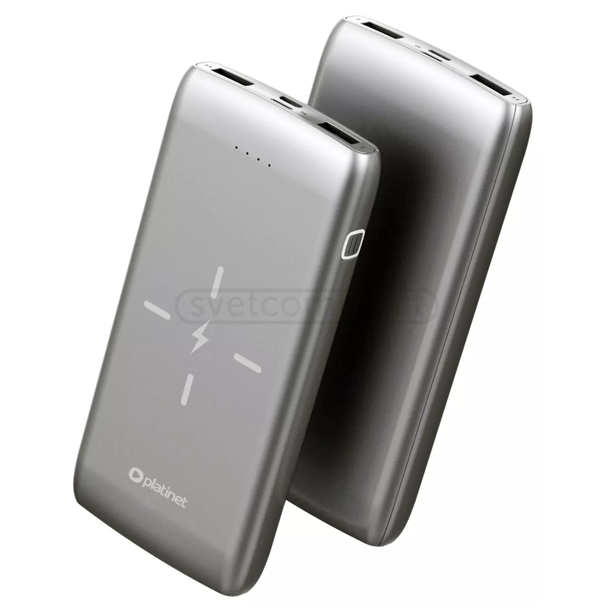 Зовнішній акумулятор (Powerbank) 10QIB 11000mAh з бездротовою зарядкою Qi, сірий,  PLATINET