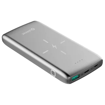 Зовнішній акумулятор (Powerbank) 10QIBP 11000mAh з бездротовою зарядкою Qi, сірий,  PLATINET