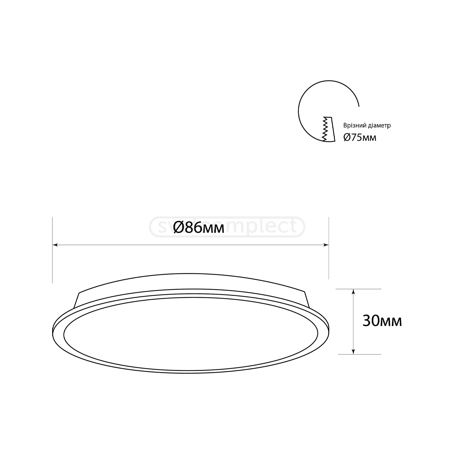 Світильник діодний SDAL-R 07 7W 4500K BK СВЕТКОМПЛЕКТ 