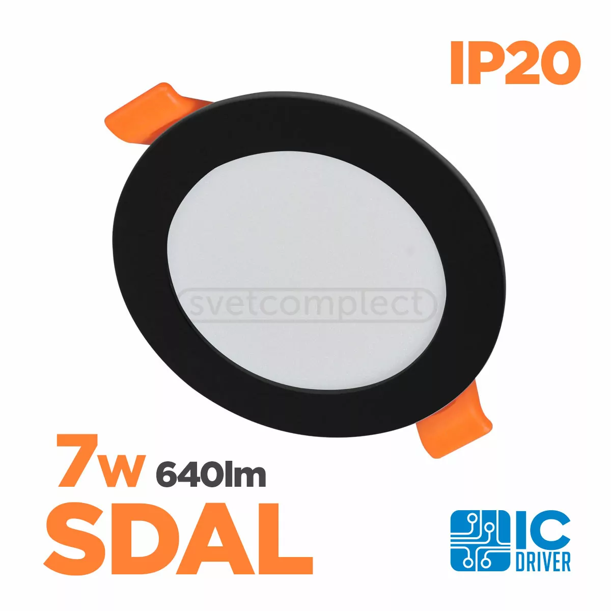 Світильник діодний SDAL-R 07 7W 4500K BK СВЕТКОМПЛЕКТ 