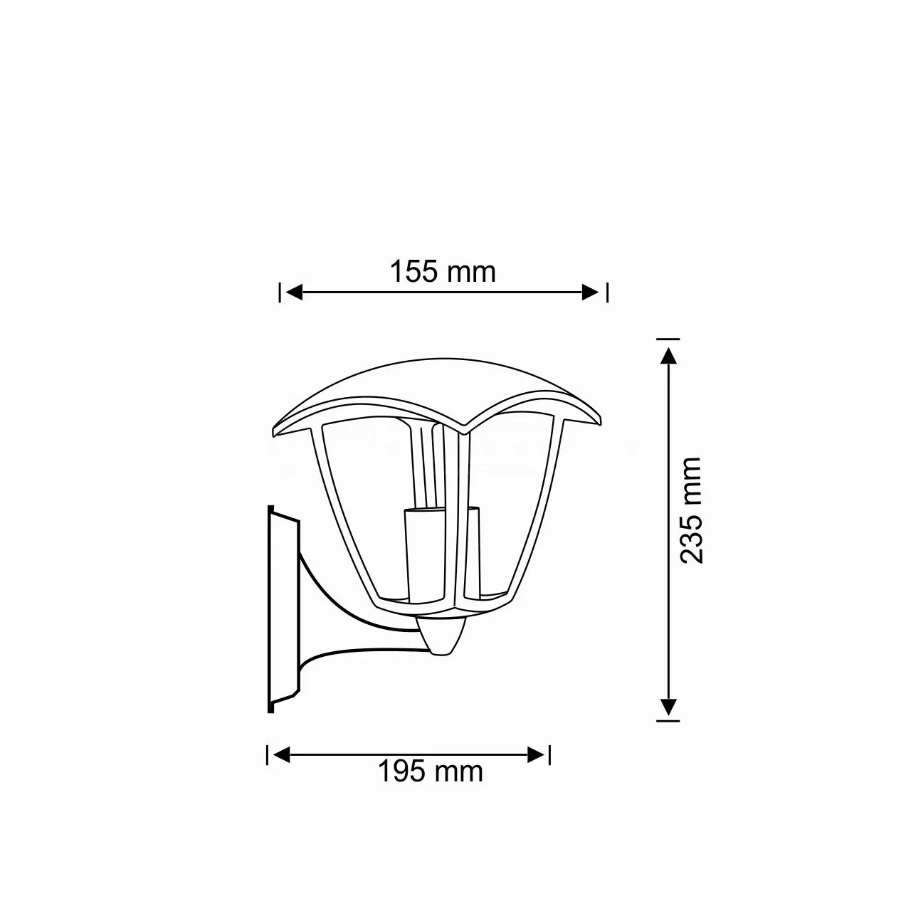 Бра вверх садово-паркове Polux IGMA 1хЕ27 max 12W, IP44 Чорний