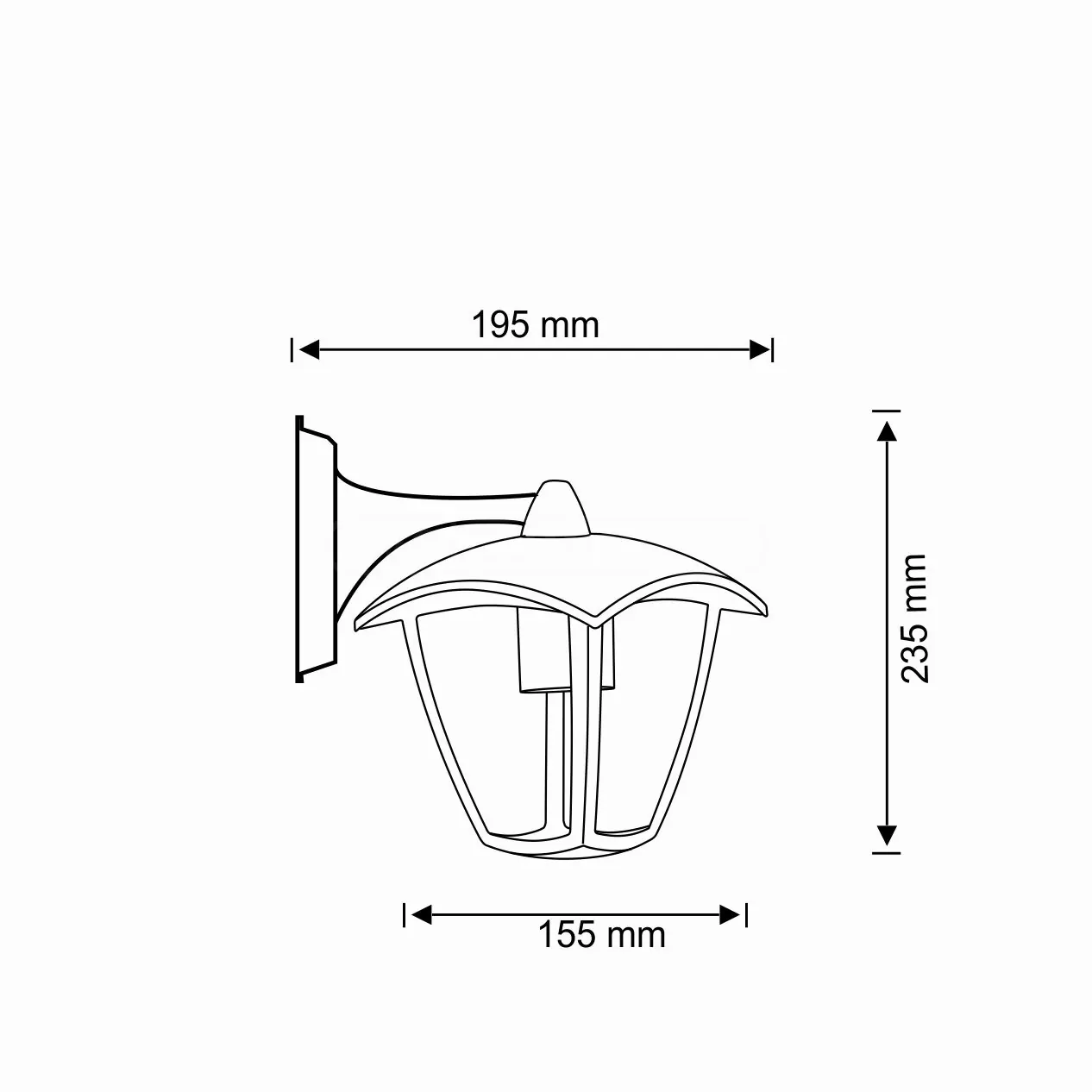 Бра садово-паркове Polux IGMA 1хЕ27 max 12W, IP44 Чорний