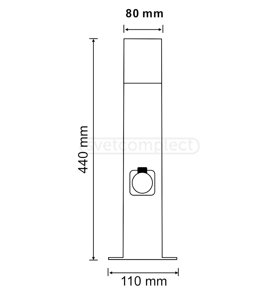 Стовпчик садово-парковий  з розеткою Polux DALLAS 1хЕ27 max 12W, 60см, IP44 Графіт