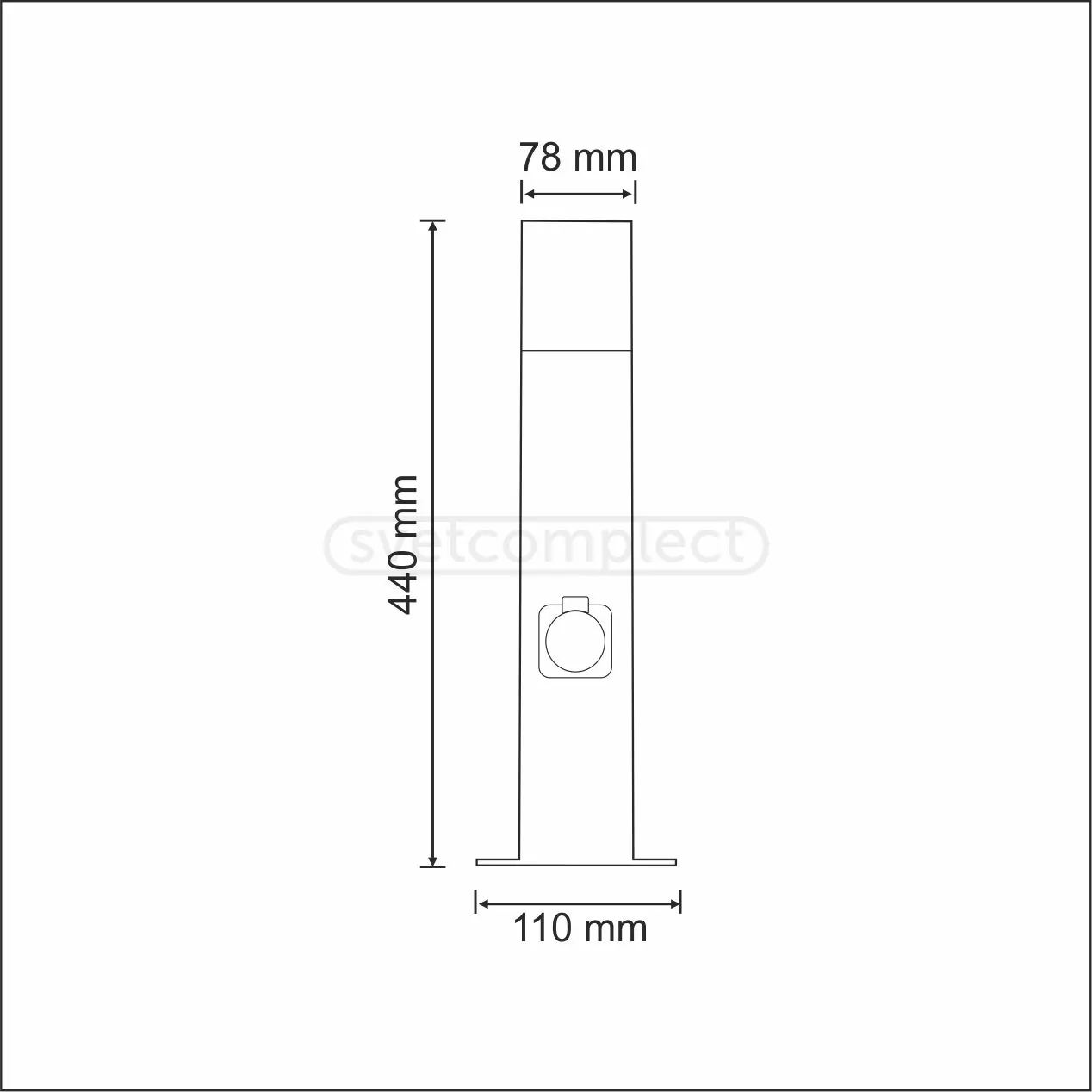 Стовпчик садово-парковий  з розеткою Polux NEW YORK 1хЕ27 max 12W, 44см, IP44 Графіт