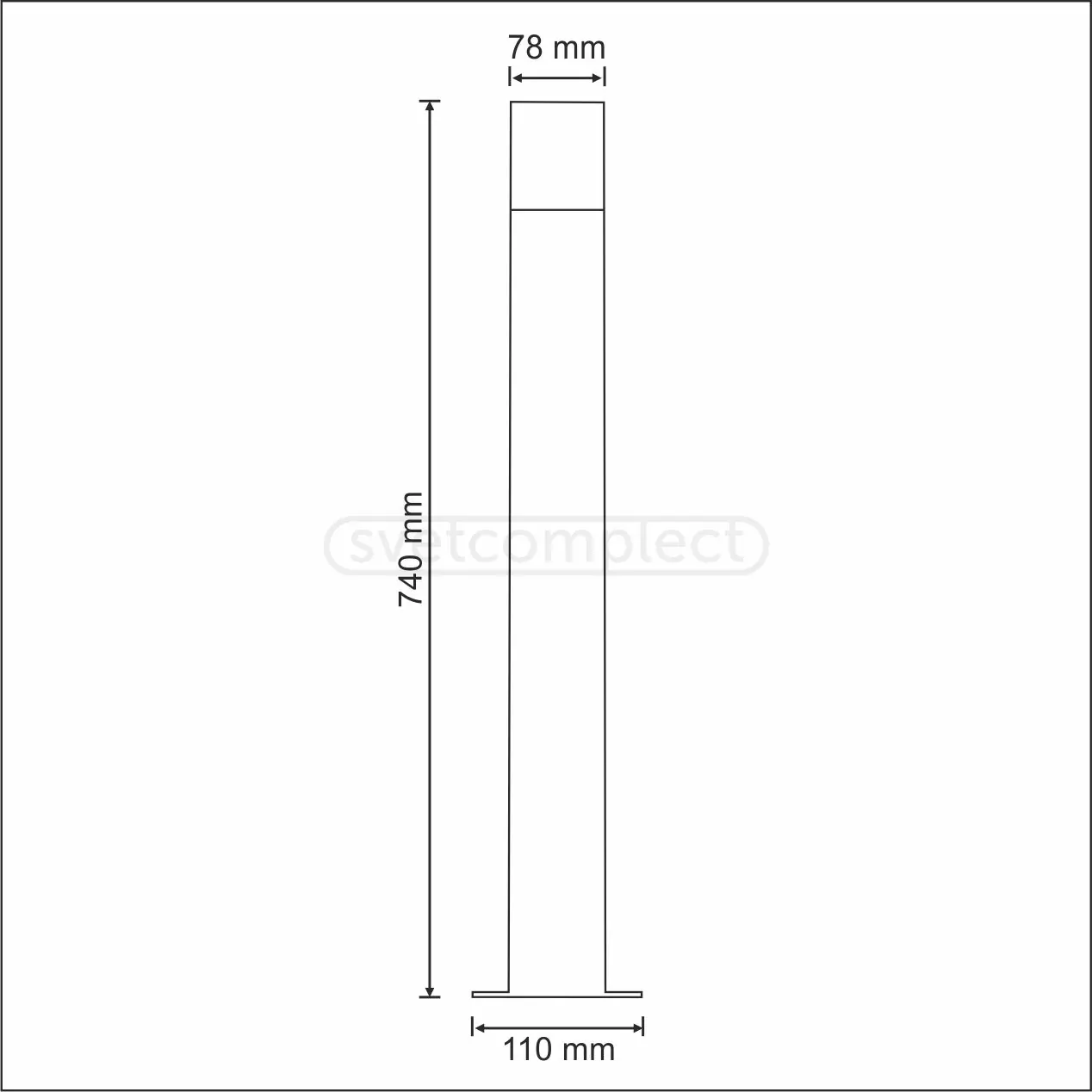 Стовпчик садово-парковий Polux NEW YORK 1хЕ27 max 12W, 74см, IP44 Графіт