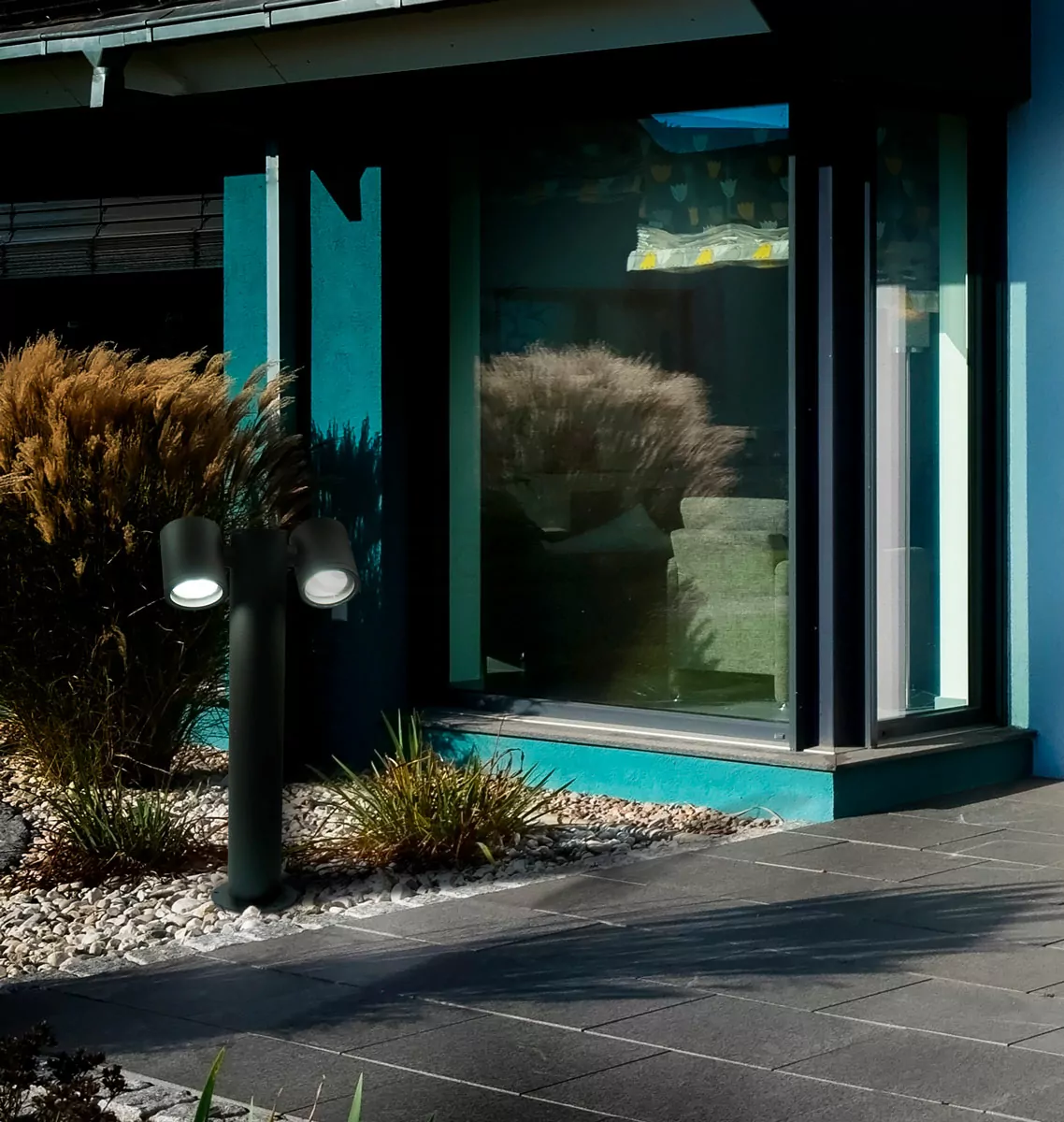 Стовпчик садово-парковий Polux PINO 2хGU10 max 10W, 44см, IP44 Чорний