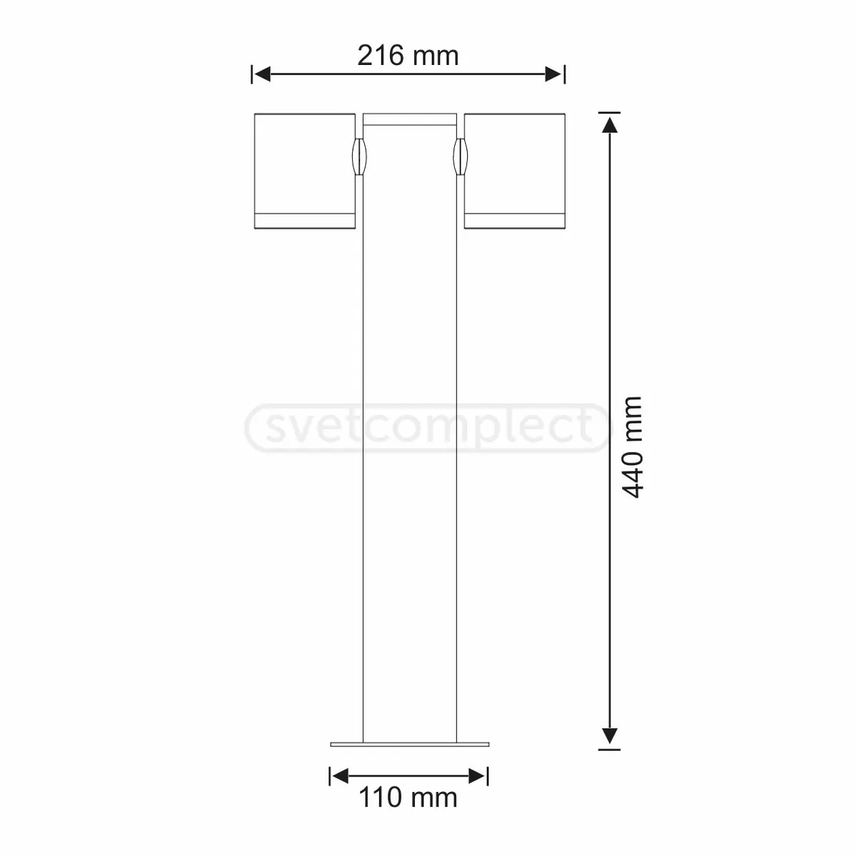 Стовпчик садово-парковий Polux PINO 2хGU10 max 10W, 44см, IP44 Чорний