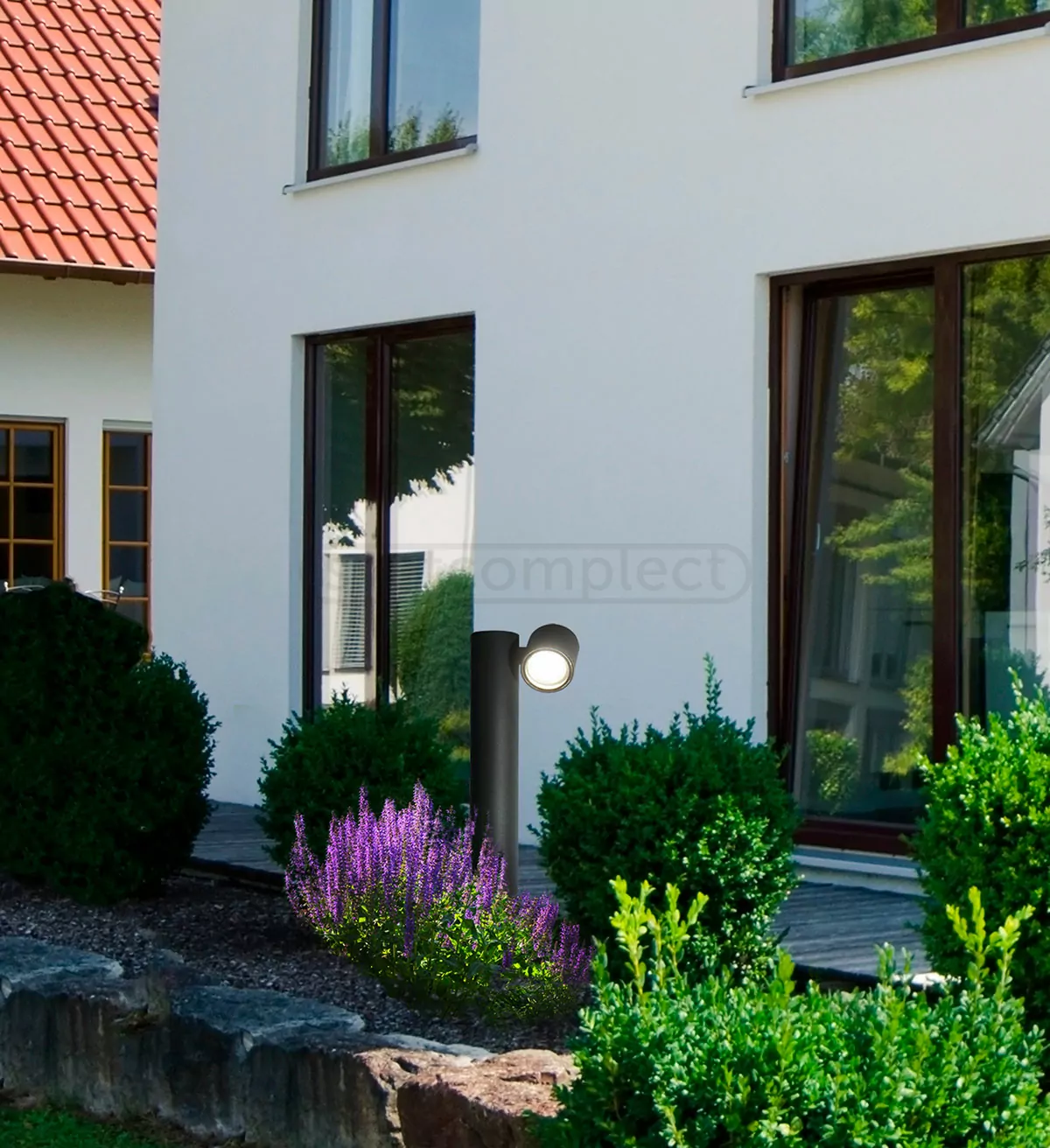 Стовпчик садово-парковий Polux PINO 1хGU10 max 10W, 44см, IP44 Чорний