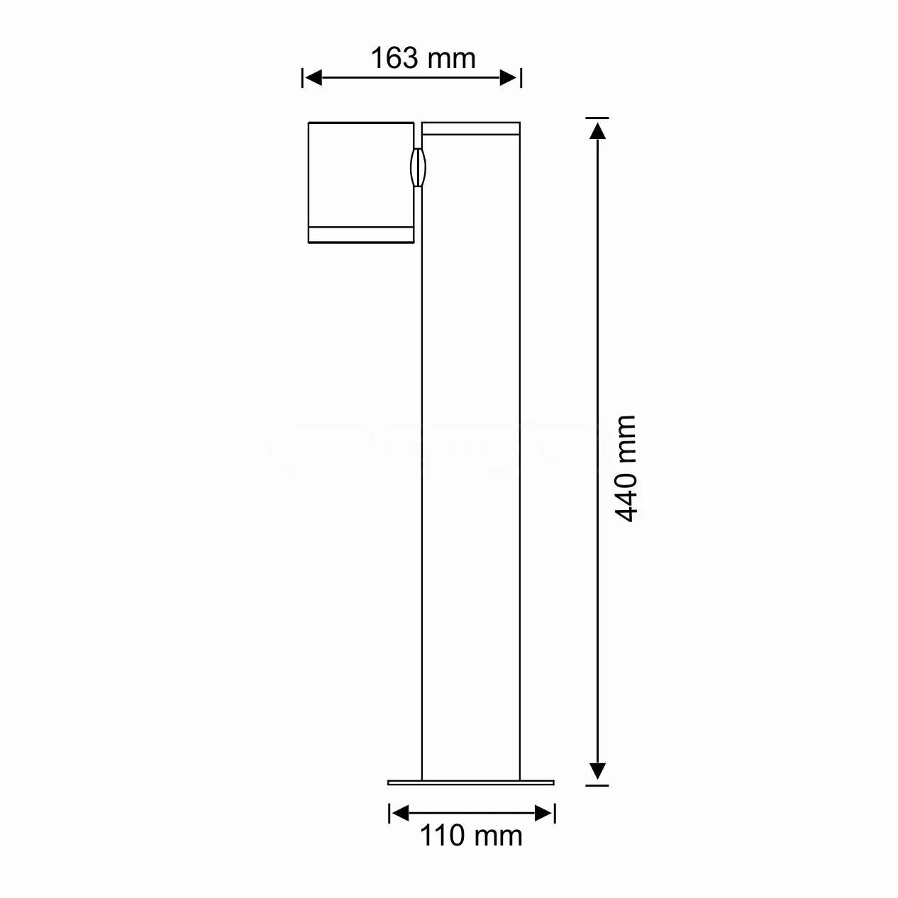 Стовпчик садово-парковий Polux PINO 1хGU10 max 10W, 44см, IP44 Чорний