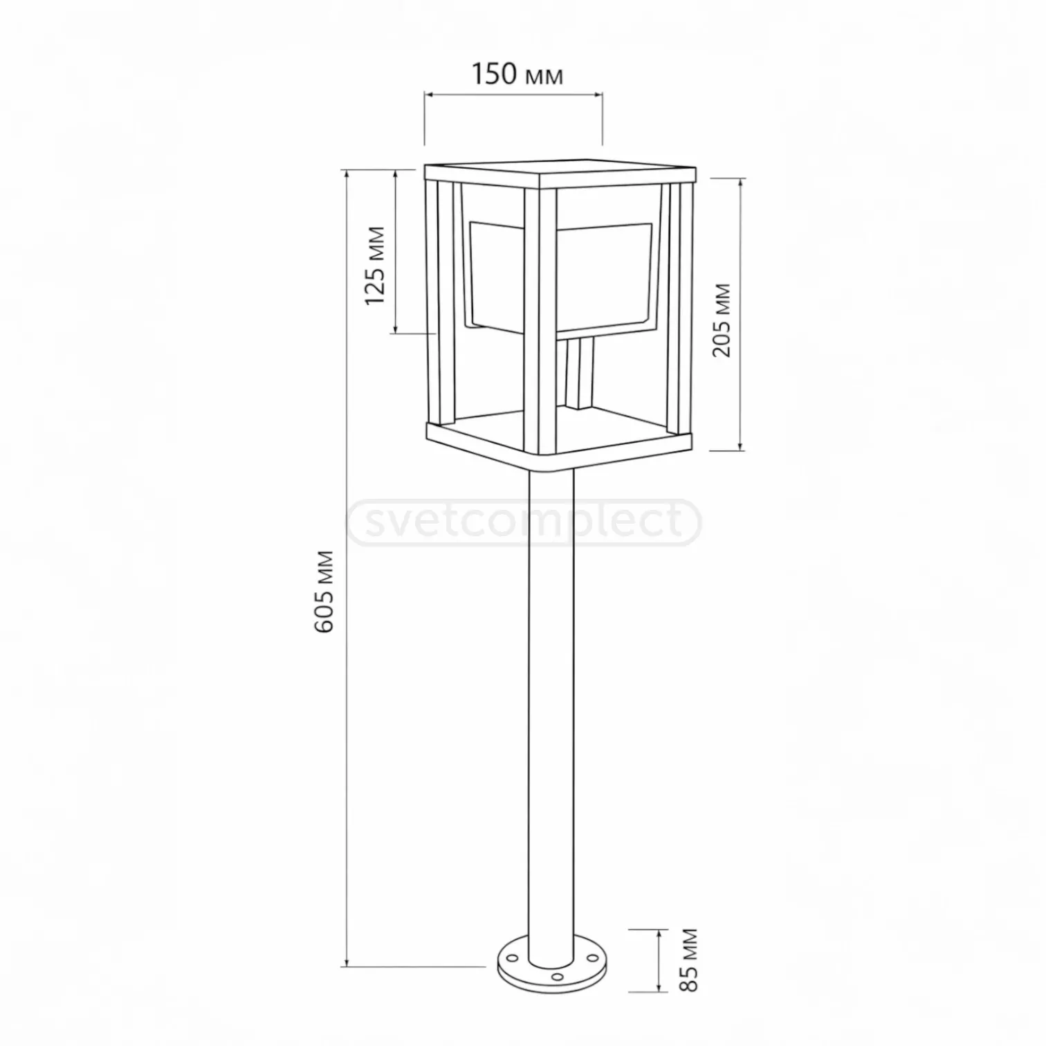 Світильник вуличний стовпчик PETROS К 151565 1xGX53,150х150х650mm,алюміній,сірий LIGHT SET