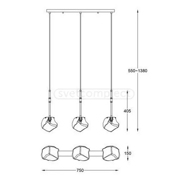 Подвес ZUMA LINE ROCK 3xG9 max 28W Чорный
