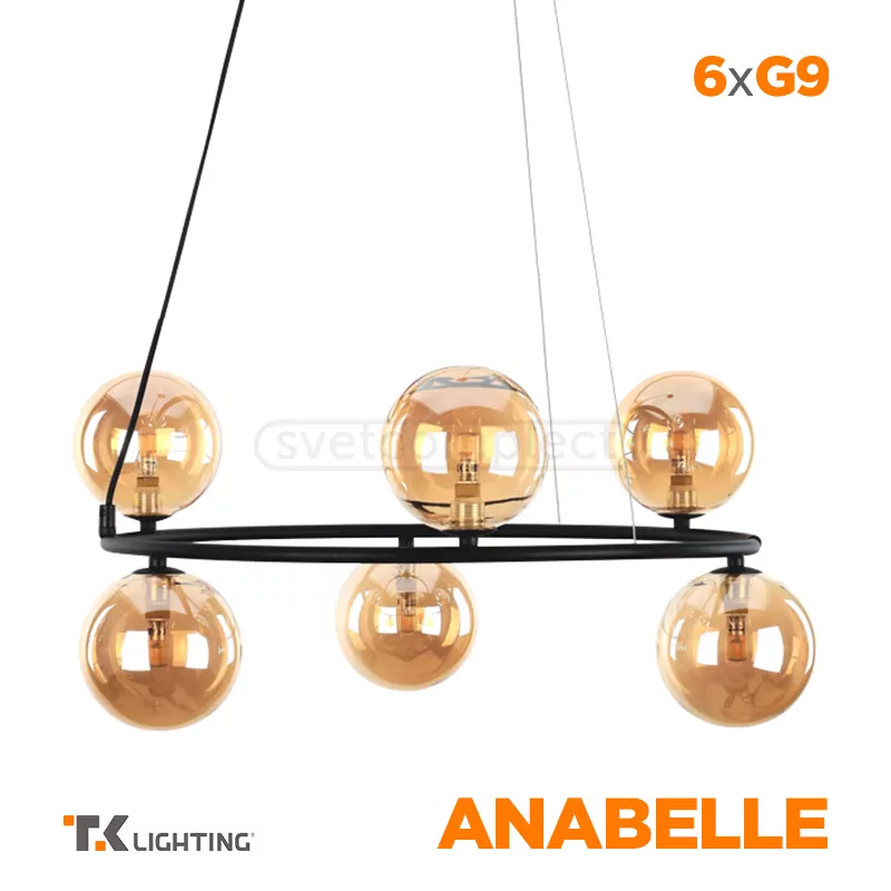 Підвіс TK - LIGHTING ANABELLE 6906 6xG9 чорний бурштин