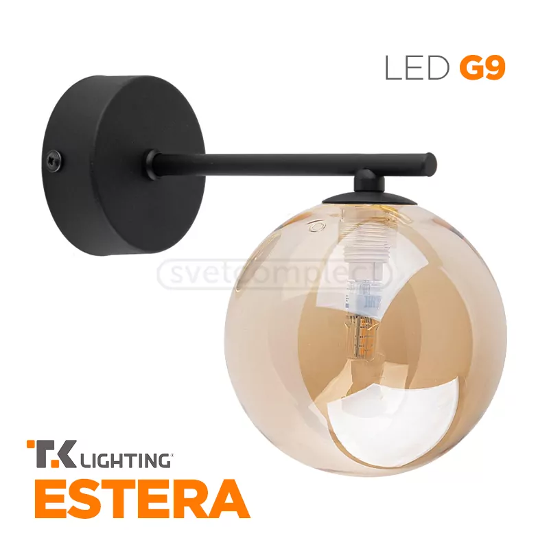 Бра TK - LIGHTING ESTERA 4777 1xG9 чорний бурштин