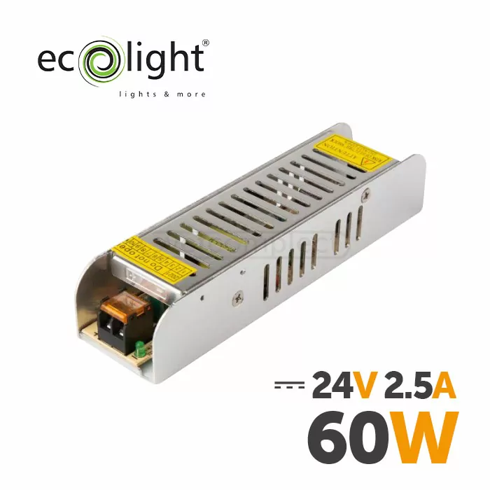 Преобразователь напряжения ECOLIGHT SLIM 60-24 24V 60W 2.5A IP20 Преобразователь напряжения ECOLIGHT SLIM 60-24 24V 60W 2.5A IP20