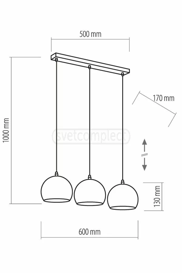 Підвіс TK-LIGHTING YODA BLACK ORBIT 3PL -130 3xE27 max 60W