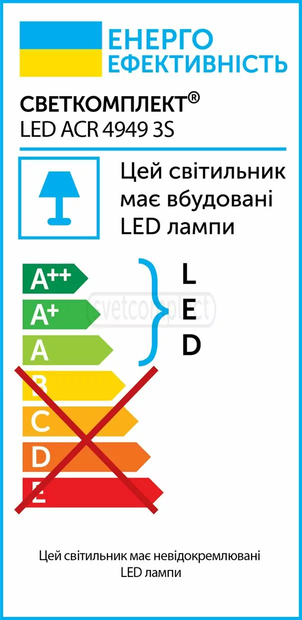 Світильник світлодіодний СВЕТКОМПЛЕКТ LED ACR 4949 3S 82W RGB RC білий з пультом ДК