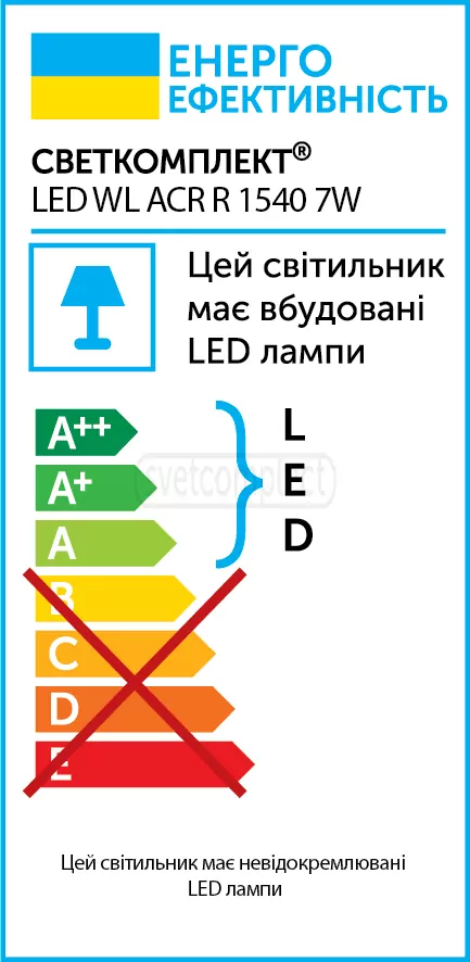 Светильник бра СВЕТКОМПЛЕКТ LED WL ACR R 1540 7W WH