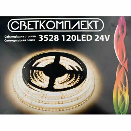 Стрічка діодна 3528, 120 діодів/м 24V, ww (колір теплий)