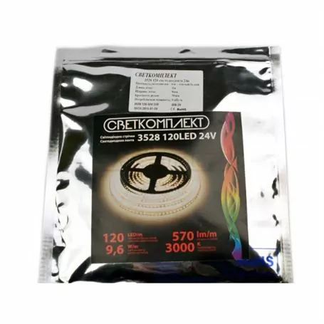 Стрічка діодна 3528, 120 діодів/м 24V, ww (колір теплий)