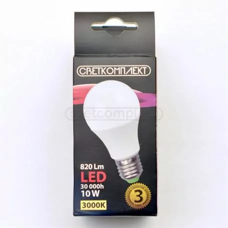 Лампа світлодіодна LED A60 E27 A 10W 3000К