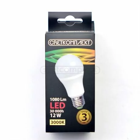 Лампа светодиодная LED A60 E27 A 12W 3000K