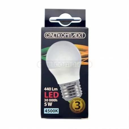 Лампа світлодіодна LED G45 E27 A 5W 4500К Лампа світлодіодна LED G45 E27 A 5W 4500К