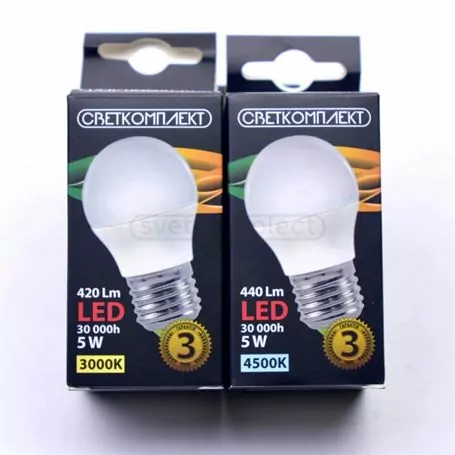Лампа світлодіодна LED G45 E27 A 5W 4500К Лампа світлодіодна LED G45 E27 A 5W 4500К
