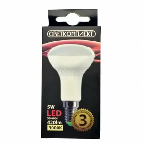 Лампа світлодіодна LED R50 E14 A 5W 3000К