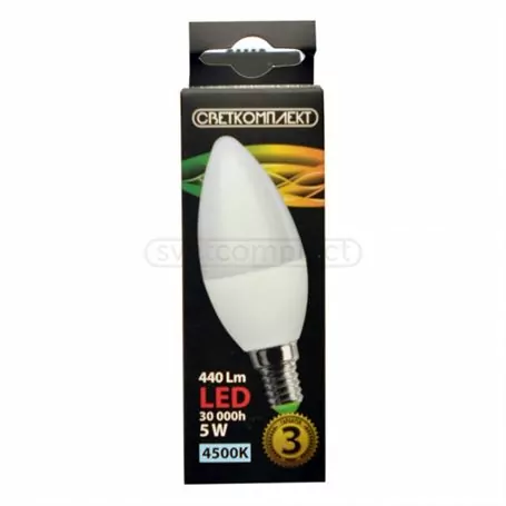 Лампа світлодіодна LED C37 E14 A 5W 4500К