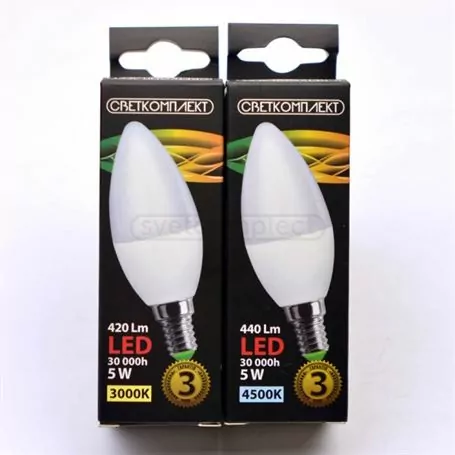 Лампа світлодіодна LED C37 E14 A 5W 4500К